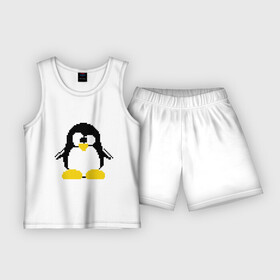 Детская пижама с шортами хлопок с принтом Битовый пингвин Linux в городе Новоалтайск,  |  | админам | компьютерные | линукс | операционная система | ос