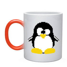 Кружка хамелеон с принтом Битовый пингвин Linux в городе Новоалтайск, керамика | меняет цвет при нагревании, емкость 330 мл | админам | компьютерные | линукс | операционная система | ос