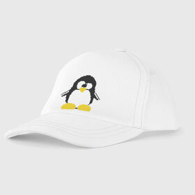 Детская бейсболка с принтом Битовый пингвин Linux в городе Новоалтайск, 100% хлопок | классический козырек, металлическая застежка-регулятор размера | Тематика изображения на принте: админам | компьютерные | линукс | операционная система | ос