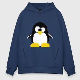 Мужское худи Oversize хлопок с принтом Битовый пингвин Linux в городе Новоалтайск, френч-терри — 70% хлопок, 30% полиэстер. Мягкий теплый начес внутри —100% хлопок | боковые карманы, эластичные манжеты и нижняя кромка, капюшон на магнитной кнопке | админам | компьютерные | линукс | операционная система | ос