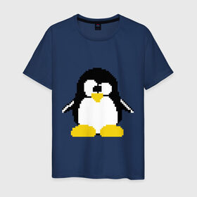 Мужская футболка хлопок с принтом Битовый пингвин Linux в городе Новоалтайск, 100% хлопок | прямой крой, круглый вырез горловины, длина до линии бедер, слегка спущенное плечо. | админам | компьютерные | линукс | операционная система | ос