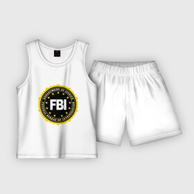 Детская пижама с шортами хлопок с принтом FBI в городе Новоалтайск,  |  | fbi | federal bureau of investigation | newtop | америка | спецслужбы | сша | фбр | федеральное бюро расследований