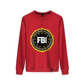 Женский свитшот хлопок с принтом FBI в городе Новоалтайск, 100% хлопок | прямой крой, круглый вырез, на манжетах и по низу широкая трикотажная резинка  | fbi | federal bureau of investigation | newtop | америка | спецслужбы | сша | фбр | федеральное бюро расследований