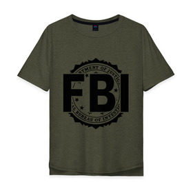 Мужская футболка хлопок Oversize с принтом FBI LOGO в городе Новоалтайск, 100% хлопок | свободный крой, круглый ворот, “спинка” длиннее передней части | fbi | federal bureau of investigation | америка | спецслужбы | сша | фбр | федеральное бюро расследований