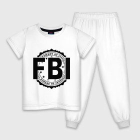 Детская пижама хлопок с принтом FBI LOGO в городе Новоалтайск, 100% хлопок |  брюки и футболка прямого кроя, без карманов, на брюках мягкая резинка на поясе и по низу штанин
 | fbi | federal bureau of investigation | америка | спецслужбы | сша | фбр | федеральное бюро расследований