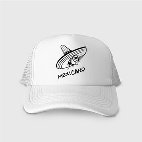 Кепка тракер с сеткой с принтом Mexicano в городе Новоалтайск, трикотажное полотно; задняя часть — сетка | длинный козырек, универсальный размер, пластиковая застежка | mexicano | skull | мексиканец | череп