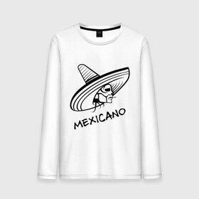 Мужской лонгслив хлопок с принтом Mexicano в городе Новоалтайск, 100% хлопок |  | mexicano | skull | мексиканец | череп
