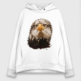 Женское худи Oversize хлопок с принтом Орел в городе Новоалтайск, френч-терри — 70% хлопок, 30% полиэстер. Мягкий теплый начес внутри —100% хлопок | боковые карманы, эластичные манжеты и нижняя кромка, капюшон на магнитной кнопке | голова | голова орла | кавказ | кавказец | орёл | птица | птичка