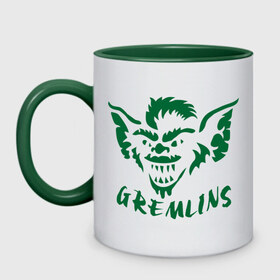 Кружка двухцветная с принтом Гремлины (Gremlins) в городе Новоалтайск, керамика | объем — 330 мл, диаметр — 80 мм. Цветная ручка и кайма сверху, в некоторых цветах — вся внутренняя часть | gremlins | гремлин | мифические существа | мифы