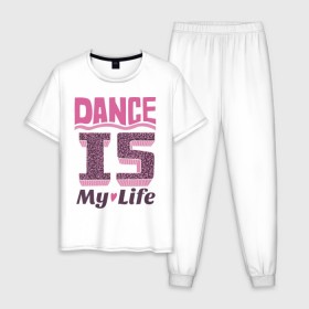 Мужская пижама хлопок с принтом Dance is my life в городе Новоалтайск, 100% хлопок | брюки и футболка прямого кроя, без карманов, на брюках мягкая резинка на поясе и по низу штанин
 | dance is my life | its my life | t shirts with inscriptions | танцы   это моя жизнь | фразы о жизни | это моя жизнь