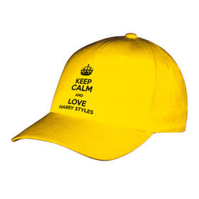 Бейсболка с принтом Keep calm and love Harry Styles в городе Новоалтайск, 100% хлопок | классический козырек, металлическая застежка-регулятор размера | 1d | harry styles | keep calm | music | one direction | гарри стайлс