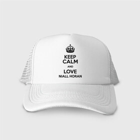 Кепка тракер с сеткой с принтом Keep calm and love Niall Horan в городе Новоалтайск, трикотажное полотно; задняя часть — сетка | длинный козырек, универсальный размер, пластиковая застежка | 1d | keep calm | music | niall horan | one direction | найл хоран