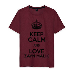 Мужская футболка хлопок с принтом Keep calm and love Zayn Malik в городе Новоалтайск, 100% хлопок | прямой крой, круглый вырез горловины, длина до линии бедер, слегка спущенное плечо. | 1d | keep calm | music | one direction | zayn malik | зейн малик