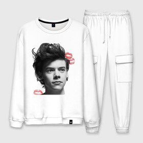 Мужской костюм хлопок с принтом Harry Styles в городе Новоалтайск, 100% хлопок | на свитшоте круглая горловина, мягкая резинка по низу. Брюки заужены к низу, на них два вида карманов: два “обычных” по бокам и два объемных, с клапанами, расположенные ниже линии бедра. Брюки с мягкой трикотажной резинкой на поясе и по низу штанин. В поясе для дополнительного комфорта — широкие завязки | 1d | keep calm | music | one direction | гарри стайлс