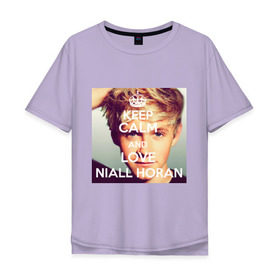Мужская футболка хлопок Oversize с принтом Keep calm and love Niall Horan в городе Новоалтайск, 100% хлопок | свободный крой, круглый ворот, “спинка” длиннее передней части | 1d | keep calm | music | niall horan | one direction | найл хоран