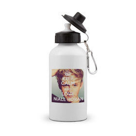 Бутылка спортивная с принтом Keep calm and love Niall Horan в городе Новоалтайск, металл | емкость — 500 мл, в комплекте две пластиковые крышки и карабин для крепления | 1d | keep calm | music | niall horan | one direction | найл хоран