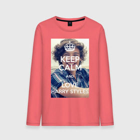 Мужской лонгслив хлопок с принтом Keep calm and love Harry Styles в городе Новоалтайск, 100% хлопок |  | 1d | harry styles | keep calm | music | one direction | гарри стайлс