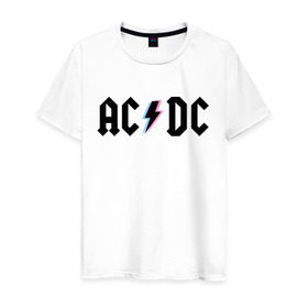 Мужская футболка хлопок с принтом ACDC в городе Новоалтайск, 100% хлопок | прямой крой, круглый вырез горловины, длина до линии бедер, слегка спущенное плечо. | acdc | rock | блюз рок | рок | рок группа | рок н ролл | хард рок | эйсидиси
