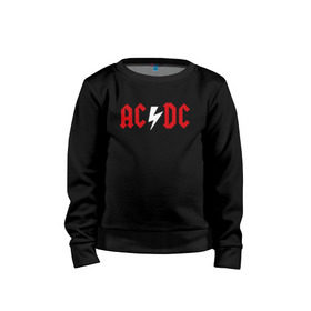 Детский свитшот хлопок с принтом ACDC skull в городе Новоалтайск, 100% хлопок | круглый вырез горловины, эластичные манжеты, пояс и воротник | acdc | rock | блюз рок | рок | рок группа | рок н ролл | хард рок | эйсидиси