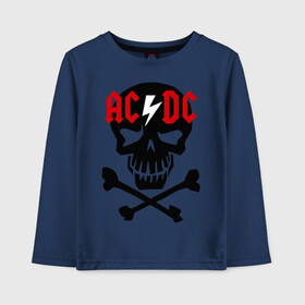 Детский лонгслив хлопок с принтом ACDC skull в городе Новоалтайск, 100% хлопок | круглый вырез горловины, полуприлегающий силуэт, длина до линии бедер | acdc | rock | блюз рок | рок | рок группа | рок н ролл | хард рок | эйсидиси