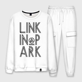 Мужской костюм хлопок с принтом Linkin Park в городе Новоалтайск, 100% хлопок | на свитшоте круглая горловина, мягкая резинка по низу. Брюки заужены к низу, на них два вида карманов: два “обычных” по бокам и два объемных, с клапанами, расположенные ниже линии бедра. Брюки с мягкой трикотажной резинкой на поясе и по низу штанин. В поясе для дополнительного комфорта — широкие завязки | linkin park | rock | альтернативный метал | альтернативный рок | линкин парк | ню метал | рок | рэпкор | электроник рок