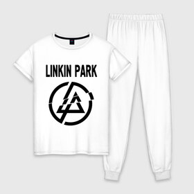 Женская пижама хлопок с принтом Linkin Park в городе Новоалтайск, 100% хлопок | брюки и футболка прямого кроя, без карманов, на брюках мягкая резинка на поясе и по низу штанин | linkin park | rock | альтернативный метал | альтернативный рок | линкин парк | ню метал | рок | рэпкор | электроник рок