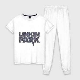 Женская пижама хлопок с принтом Linkin Park в городе Новоалтайск, 100% хлопок | брюки и футболка прямого кроя, без карманов, на брюках мягкая резинка на поясе и по низу штанин | linkin park | rock | альтернативный метал | альтернативный рок | линкин парк | ню метал | рок | рэпкор | электроник рок