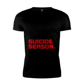 Мужская футболка премиум с принтом Suicide season в городе Новоалтайск, 92% хлопок, 8% лайкра | приталенный силуэт, круглый вырез ворота, длина до линии бедра, короткий рукав | bmth | bring me the horizon | hardcore | kubana 2014 | rock | suicide season | дэткор | музыка | рок | рок группы
