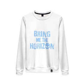 Женский свитшот хлопок с принтом Bring me the horizon череп в городе Новоалтайск, 100% хлопок | прямой крой, круглый вырез, на манжетах и по низу широкая трикотажная резинка  | bmth | bring me the horizon | hardcore | kubana 2014 | rock | дэткор | музыка | рок | рок группы | череп | черепок