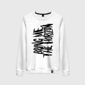 Женский свитшот хлопок с принтом Bring me the horizon в городе Новоалтайск, 100% хлопок | прямой крой, круглый вырез, на манжетах и по низу широкая трикотажная резинка  | bmth | bring me the horizon | hardcore | kubana 2014 | rock | дэткор | музыка | рок | рок группы