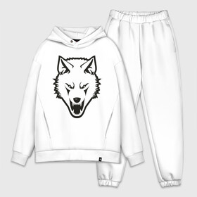 Мужской костюм хлопок OVERSIZE с принтом Сопротивление (white) в городе Новоалтайск,  |  | Тематика изображения на принте: белый волк | волк | русский | сопротивление | я русский