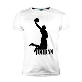 Мужская футболка премиум с принтом Michael Jordan. в городе Новоалтайск, 92% хлопок, 8% лайкра | приталенный силуэт, круглый вырез ворота, длина до линии бедра, короткий рукав | basketball | баскетбол | джордан | майкл джордан | спорт