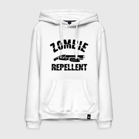 Мужская толстовка хлопок с принтом Zombie repellent в городе Новоалтайск, френч-терри, мягкий теплый начес внутри (100% хлопок) | карман-кенгуру, эластичные манжеты и нижняя кромка, капюшон с подкладом и шнурком | зомби