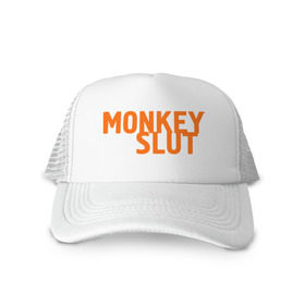 Кепка тракер с сеткой с принтом Monkey slut в городе Новоалтайск, трикотажное полотно; задняя часть — сетка | длинный козырек, универсальный размер, пластиковая застежка | misfits