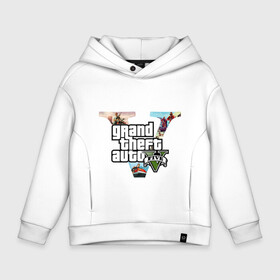 Детское худи Oversize хлопок с принтом GTA five в городе Новоалтайск, френч-терри — 70% хлопок, 30% полиэстер. Мягкий теплый начес внутри —100% хлопок | боковые карманы, эластичные манжеты и нижняя кромка, капюшон на магнитной кнопке | five | grand theft auto | gta | gta 5 | logo | гта | гта пять | лого | логотип