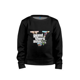 Детский свитшот хлопок с принтом GTA five в городе Новоалтайск, 100% хлопок | круглый вырез горловины, эластичные манжеты, пояс и воротник | five | grand theft auto | gta | gta 5 | logo | гта | гта пять | лого | логотип