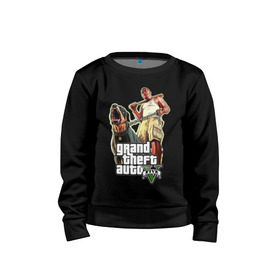 Детский свитшот хлопок с принтом GTA 5 в городе Новоалтайск, 100% хлопок | круглый вырез горловины, эластичные манжеты, пояс и воротник | five | grand theft auto | gta | gta 5 | бита | гта | гта пять | собака