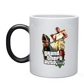Кружка хамелеон с принтом GTA 5 в городе Новоалтайск, керамика | меняет цвет при нагревании, емкость 330 мл | five | grand theft auto | gta | gta 5 | бита | гта | гта пять | собака