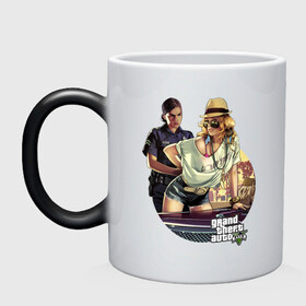 Кружка хамелеон с принтом GTA V в городе Новоалтайск, керамика | меняет цвет при нагревании, емкость 330 мл | Тематика изображения на принте: 