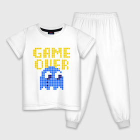 Детская пижама хлопок с принтом game over в городе Новоалтайск, 100% хлопок |  брюки и футболка прямого кроя, без карманов, на брюках мягкая резинка на поясе и по низу штанин
 | pacman | игра окончена | игры | пакман | пиксели | пикселы