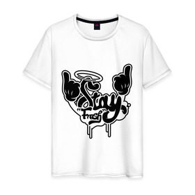 Мужская футболка хлопок с принтом Stay fresh в городе Новоалтайск, 100% хлопок | прямой крой, круглый вырез горловины, длина до линии бедер, слегка спущенное плечо. | Тематика изображения на принте: stay fresh | swag | swag style | одежда сваг | сваг | сваг стиль | свег | свог | свэг