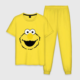 Мужская пижама хлопок с принтом Sesame Street Elmo Big Smile в городе Новоалтайск, 100% хлопок | брюки и футболка прямого кроя, без карманов, на брюках мягкая резинка на поясе и по низу штанин
 | cookie monster | elmo | sesame street | улица сезам