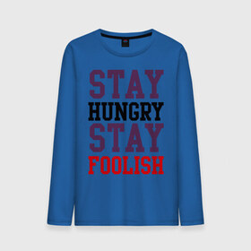 Мужской лонгслив хлопок с принтом Stay hungry stay foolish в городе Новоалтайск, 100% хлопок |  | apple | jobs | stay hungry stay foolish | steve jobs | джобс