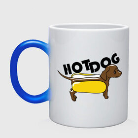 Кружка хамелеон с принтом Hot dog в городе Новоалтайск, керамика | меняет цвет при нагревании, емкость 330 мл | hot dog | булка | собака | собачка | хот дог