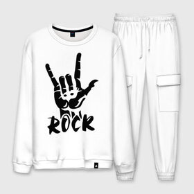 Мужской костюм хлопок с принтом Рок (Rock) в городе Новоалтайск, 100% хлопок | на свитшоте круглая горловина, мягкая резинка по низу. Брюки заужены к низу, на них два вида карманов: два “обычных” по бокам и два объемных, с клапанами, расположенные ниже линии бедра. Брюки с мягкой трикотажной резинкой на поясе и по низу штанин. В поясе для дополнительного комфорта — широкие завязки | media | music | rock | музыка | музыкальные | рок