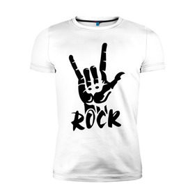 Мужская футболка премиум с принтом Рок (Rock) в городе Новоалтайск, 92% хлопок, 8% лайкра | приталенный силуэт, круглый вырез ворота, длина до линии бедра, короткий рукав | media | music | rock | музыка | музыкальные | рок