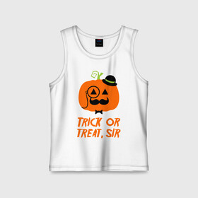 Детская майка хлопок с принтом Trick or treat в городе Новоалтайск,  |  | halloween | trick or treat | подарок на хэллоуин | сюрприз на хэллоуин | тыква | хэллоуин