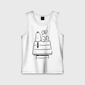Детская майка хлопок с принтом Спящий Снупи в городе Новоалтайск,  |  | snoopy | домик | мультфильм | снупи | собака | спящий снупи