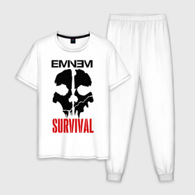 Мужская пижама хлопок с принтом Eminem - Survival в городе Новоалтайск, 100% хлопок | брюки и футболка прямого кроя, без карманов, на брюках мягкая резинка на поясе и по низу штанин
 | eminem   survival | gangsta | gansta | hip | hip hop | hop | media | rap | survival выживание | еп | рэп | рэпчина | хип | хип хоп | хоп | эминем
