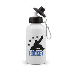 Бутылка спортивная с принтом Hockey (Хоккей) в городе Новоалтайск, металл | емкость — 500 мл, в комплекте две пластиковые крышки и карабин для крепления | glow | hockey | hockey glow | russian hockey | болельщик | болельщикам | русский хоккей | светится в темноте | светятся | светящиеся | спорт | спортсмен | фанат | фанатам | хоккеист | хоккей